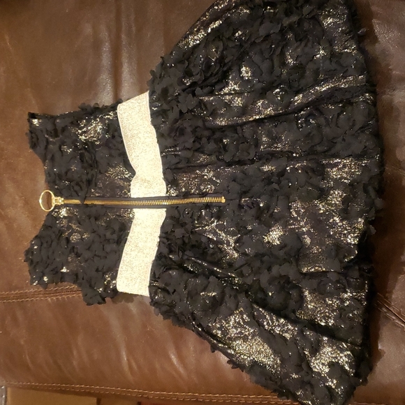 Zoe Ltd black gold flowers beaded dress gown 4 xs - Picture 5 of 7